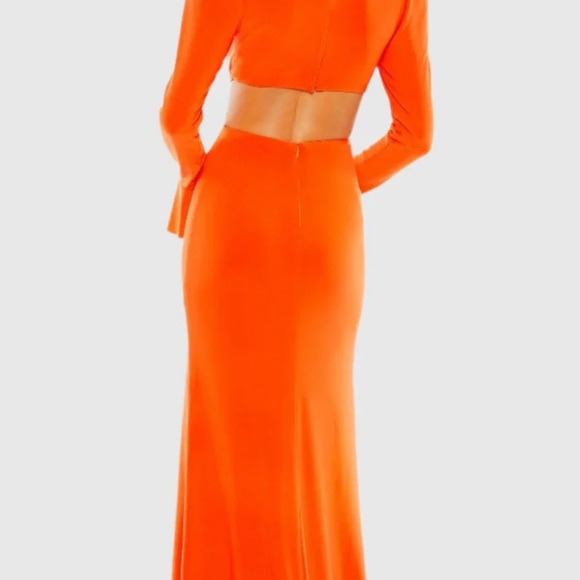 Mac Duggal Bold Orange Long Sleeve Gown - Picture 3 of 3
